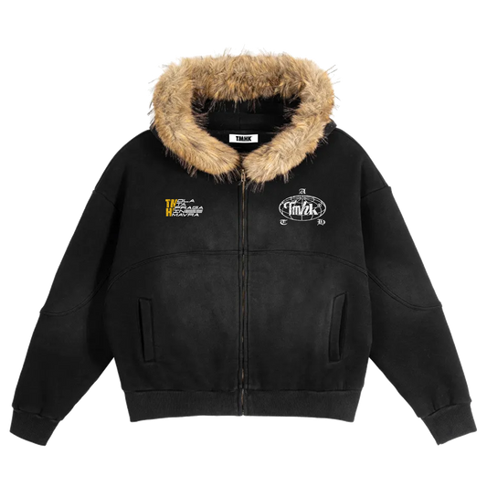 City Man Faux Fur Zip Hoodie